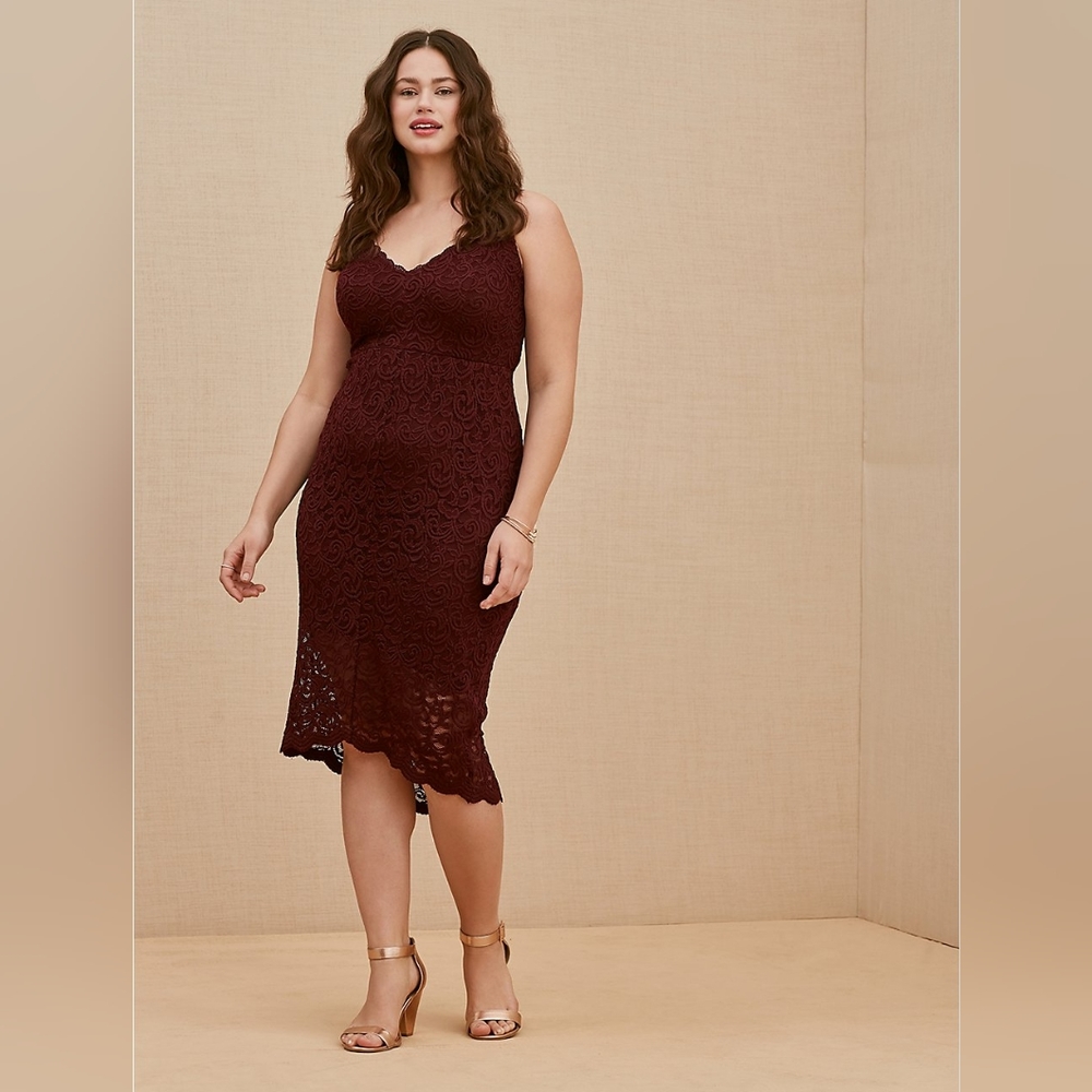 Torrid Burgundy Lace Dress Size 1